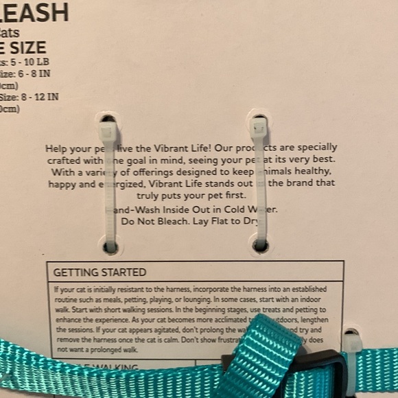 vibrant life Cat Nwt Cat Harness Leash Set 5lb Cats Teal 3pack